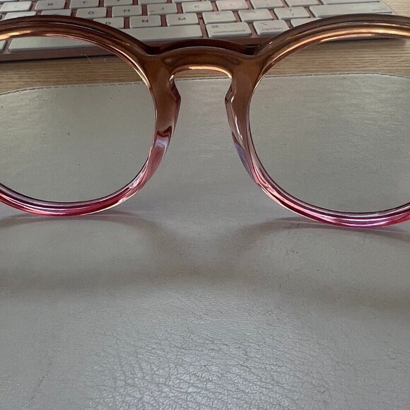 Nordstrom Office Chic Blue Light Computer Acetate Glasses Pink Nude 58mm - Picture 7 of 11